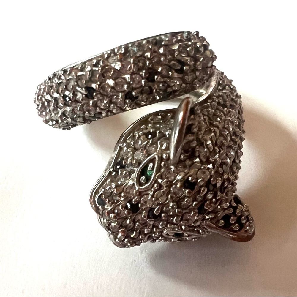 Vintage American handmade  Silver Leopard Ring marcasite 8 art deco style